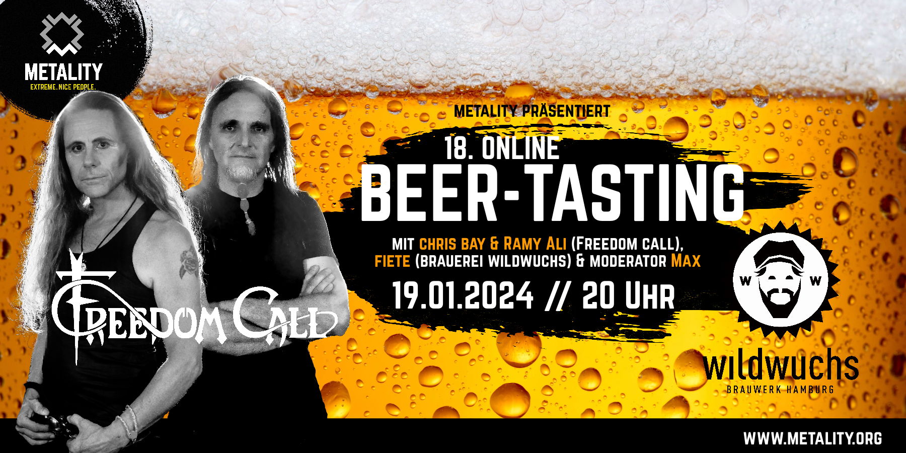 Beer Tasting mit Freedom Call und Brauerei Wildwuchs am 19. Januar 20 Uhr