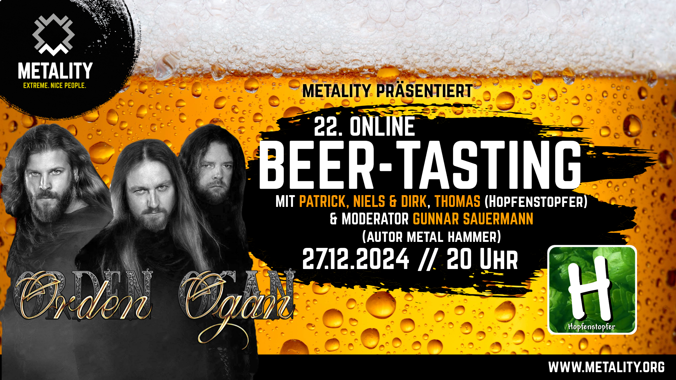 22. Online Beer Tasting mit Orden Organ und Hopfenstopfer